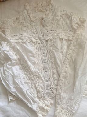 Anthropologie Cropped Long Sleeve with Lace Detailing